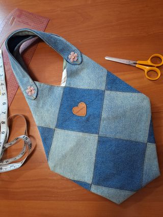 Bolso 16 vaquero rombos artesano patchwork denim