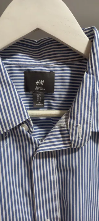 Camisa H&M Rayas Azul y Blanco