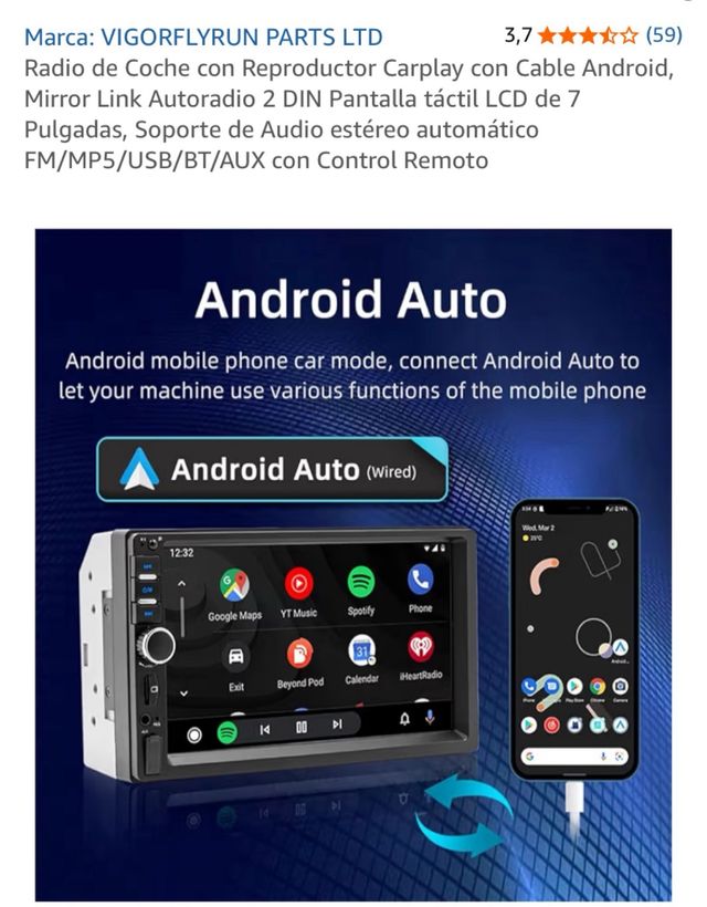 Radio Coche Carplay Cableada