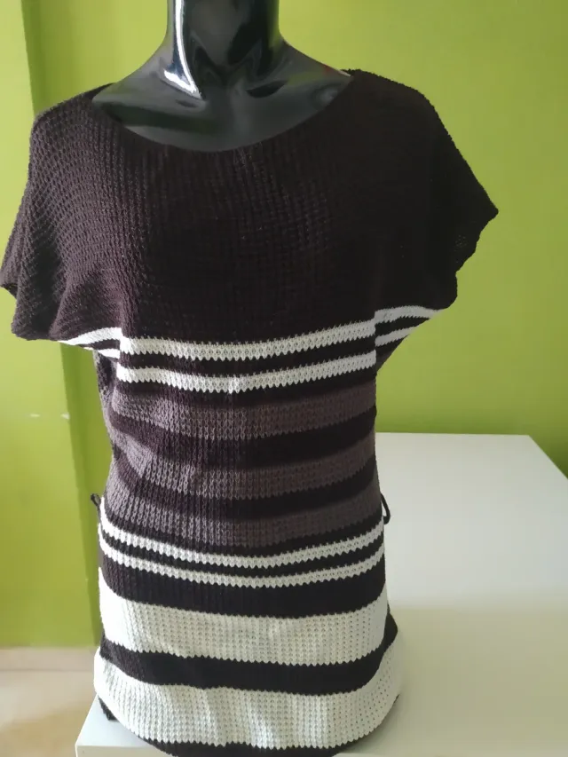 Jersey manga corta de punto rayas