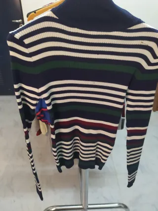 Jersey rayas cuello vuelto azul, verde, rojo