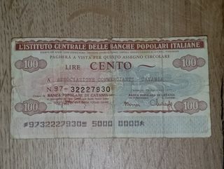 Banconota d'emergenza assegno Catania L. 100