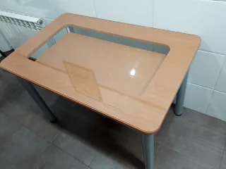 Mesa de cocina madera y cristal