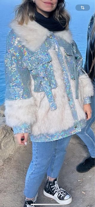 Abrigo de invierno lentejuelas y pelo