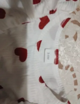 Vestito rosso e bianco con cuori 3-6