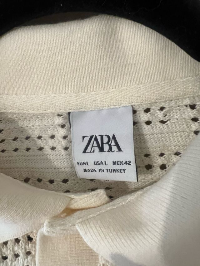Camisa Zara Beige Crochet