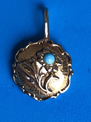 COLGANTE PORTUGUÊS CHAPADO ORO CON TURQUESA.