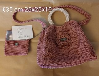 Borsa uncinetto rosa fatta a mano