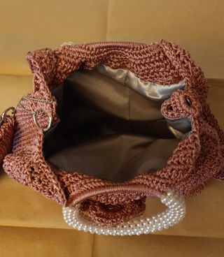Borsa uncinetto rosa fatta a mano