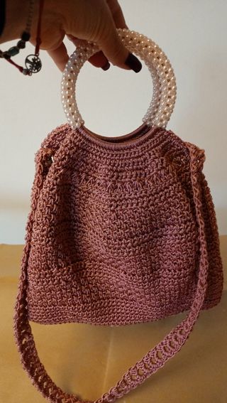 Borsa uncinetto rosa fatta a mano