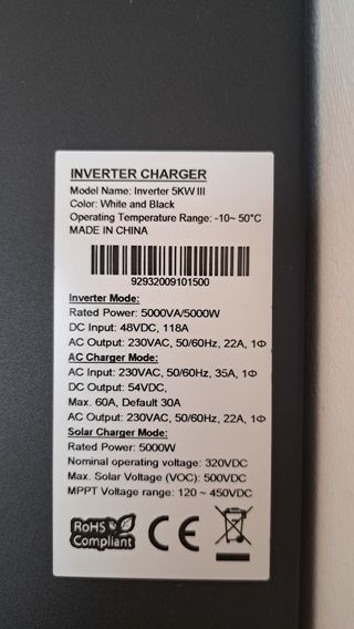 Inversor Votronic 5000W 48V Aislada