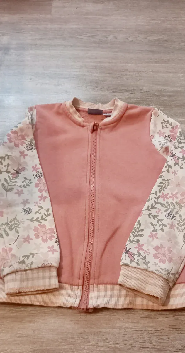 Sudadera niña flores y cremallera