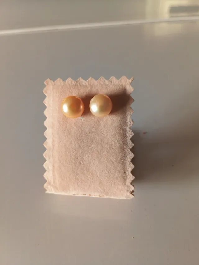 Pendientes perla cultivada naranja y rosa
