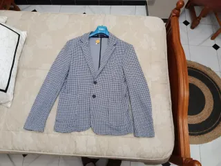 Chaqueta americana pata de gallo azul