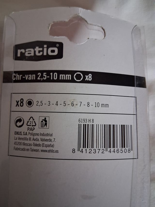 Juego llaves Allen Ratio 8 piezas