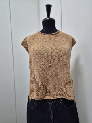 Gilet donna misto lana cammello