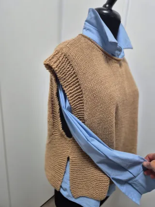 Gilet donna misto lana cammello