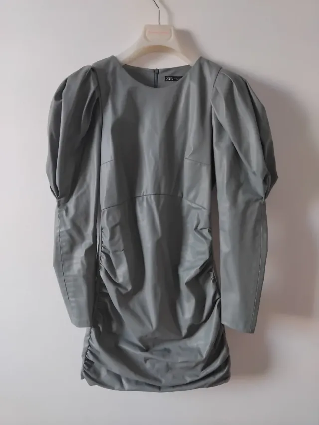 Zara Vestito effetto pelle verde menta