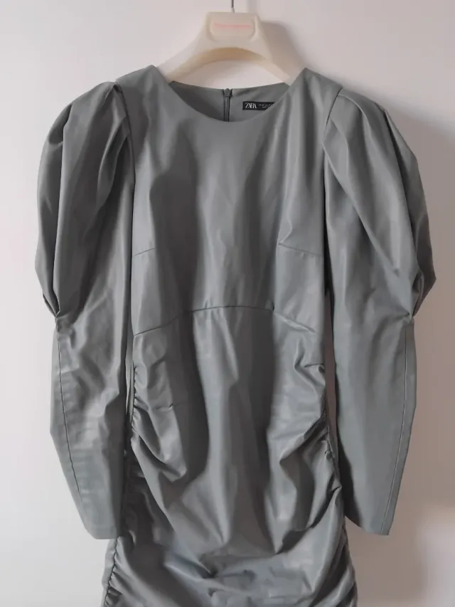 Zara Vestito effetto pelle verde menta