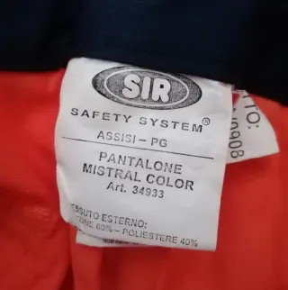 Pantaloni alta visibilità SIR arancione/blu tg 58
