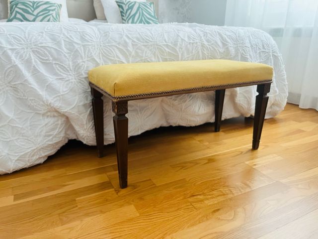 Banco cama tapizado tela y madera