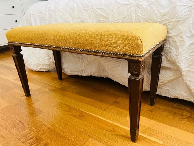 Banco cama tapizado tela y madera