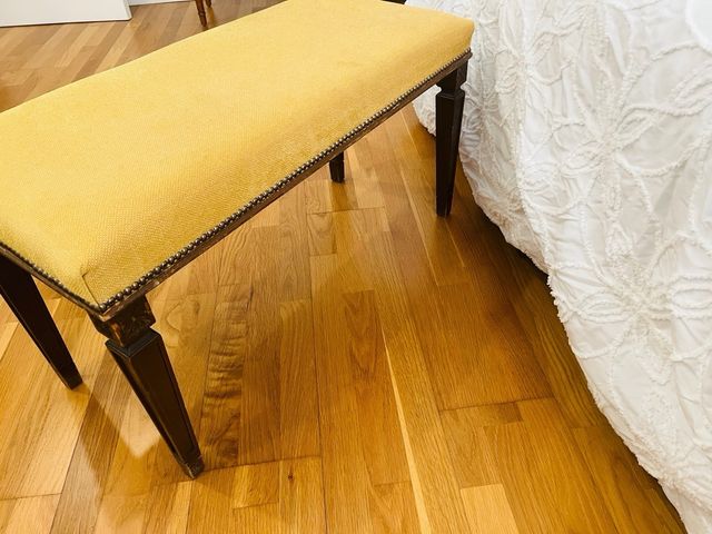 Banco cama tapizado tela y madera