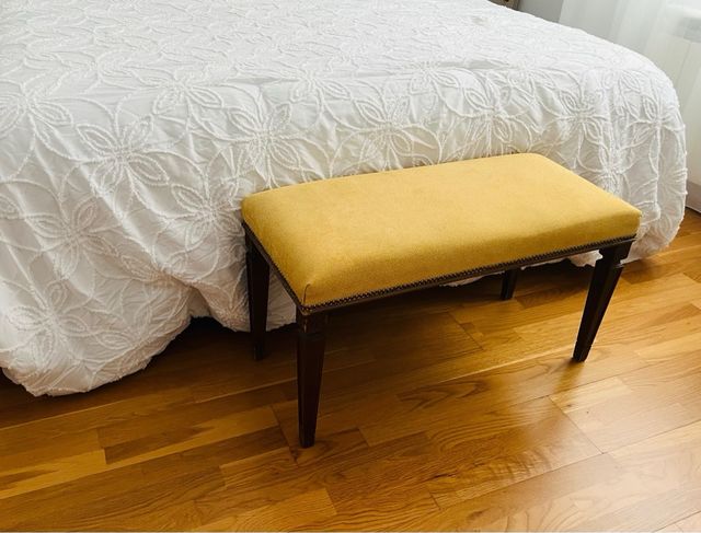 Banco cama tapizado tela y madera