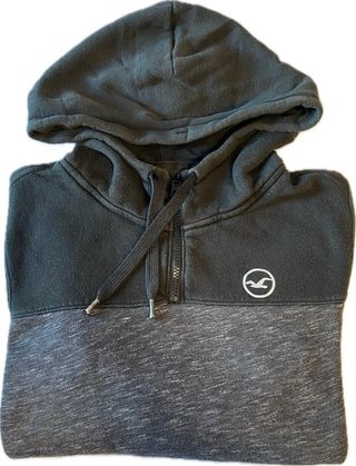 Sudadera Hollister Negra y Gris Media Cremallera