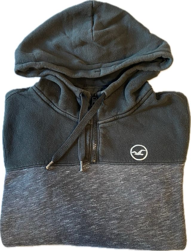 Sudadera Hollister Negra y Gris Media Cremallera
