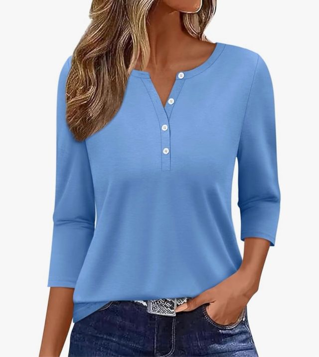 Polo azul de manga 3/4