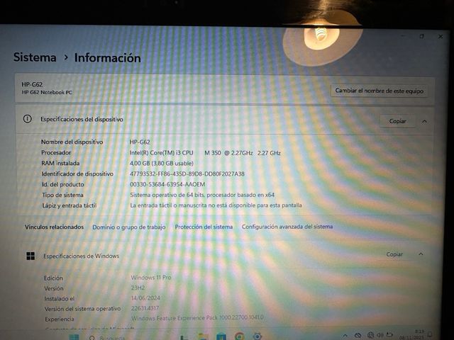 Portátil HP G62 Notebook PC windows 11 Pro