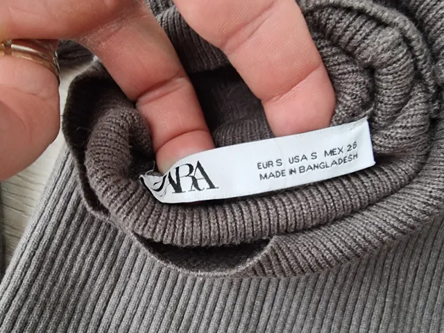Jersey Zara Cuello Alto Gris Talla S
