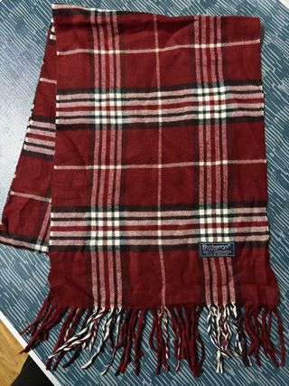 Bufanda Burberry Lana Roja Tartán