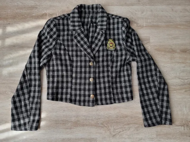 Chaqueta corta a cuadros vintage