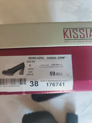 Zapatos salón piel serraje azul noche KISSIA