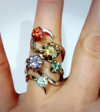 Anillo Plata Moissanitas Multicolor