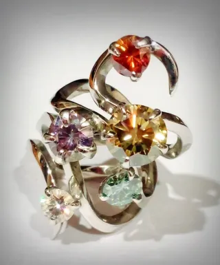 Anillo Plata Moissanitas Multicolor