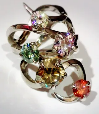 Anillo Plata Moissanitas Multicolor