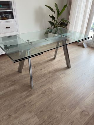 Mesa Comedor Extensible Cristal y Metal