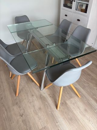Mesa Comedor Extensible Cristal y Metal