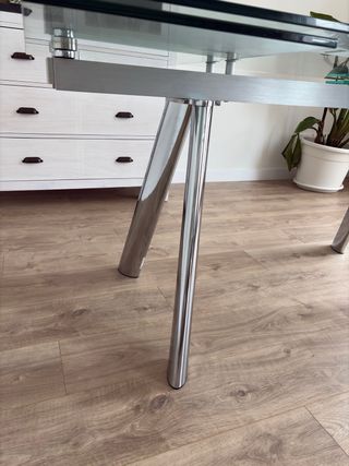 Mesa Comedor Extensible Cristal y Metal