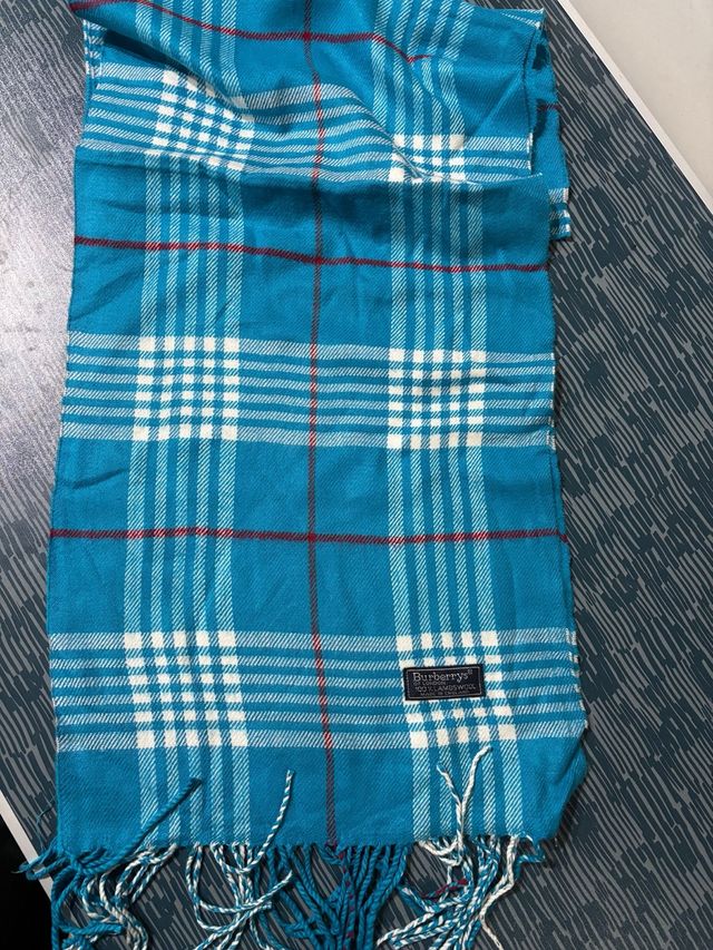 Bufanda Burberry Tartán Azul Lana