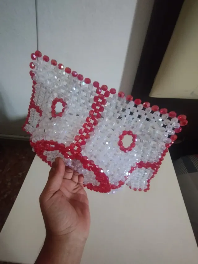 Vassoio per frutta perline bianco e rosso