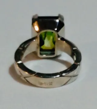 Anillo Moissanita Plata Corte Esmeralda