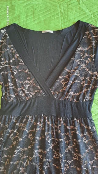 Vestito pizzo donna nero e beige