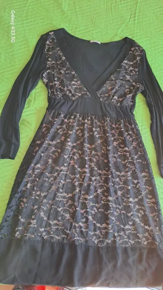 Vestito pizzo donna nero e beige