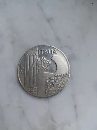 Moneta 20 Lire Italia Benito Mussolini MCMXLIII