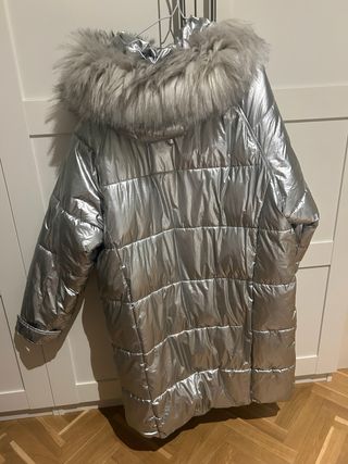 Plumas plateado con capucha