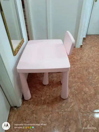 Mesa y Silla Infantil Ikea Rosa